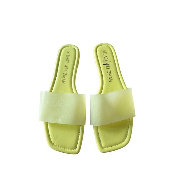 Stuart Weitzman Sandals  Eletric Lime Size 9.5 Summer Flats Clear Strap - Picture 4 of 7